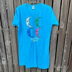 Tipsy NightShirt OS Vneck Moon Good Night Oregon Shirt Long Sleep Pjs Pajama Top